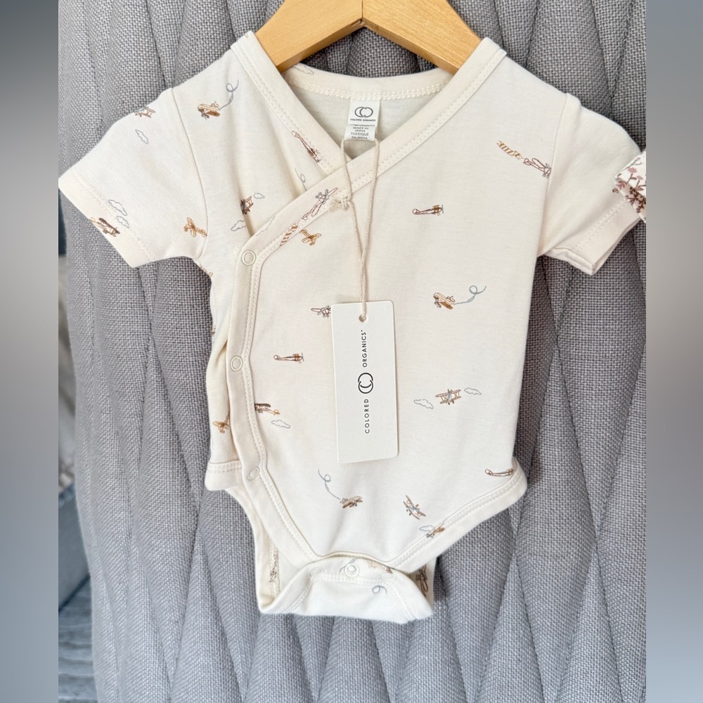 Colored Organics Kimono Wrap Style Onesie 0-3 Month